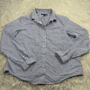 Banana Republic Women's S Lip and Stripe Quinn Boy Fit Button Front Shirt Preppy